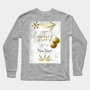 2019 Winter Holiday Christmas & Happy New Year Greeting Card Long Sleeve T-Shirt
